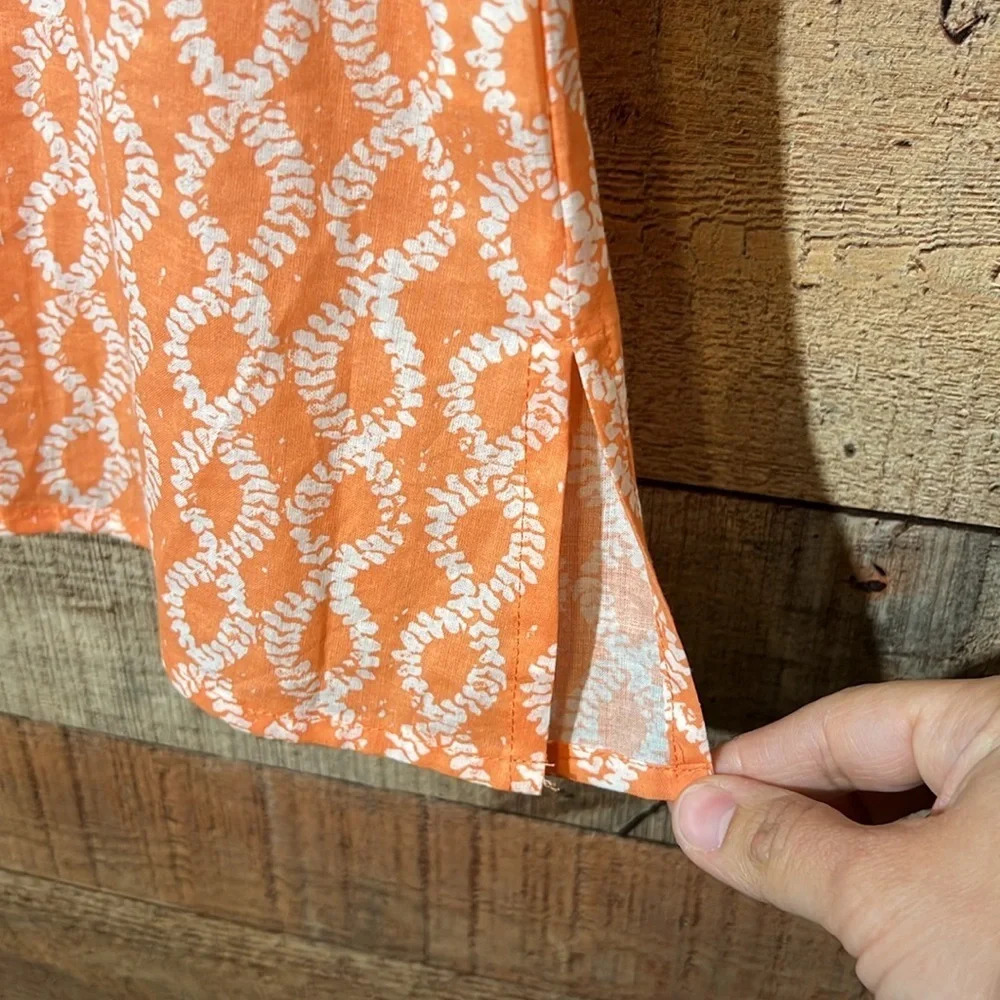 🌻 ROCK FLOWER PAPER sz M Orange Sherbet and white Lace Trim Sleeveless Dress - Picture 6 of 7